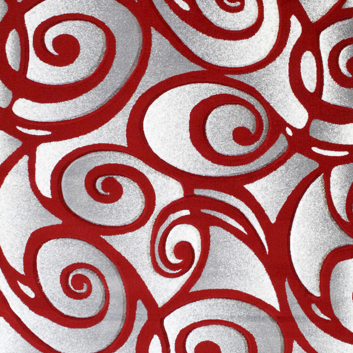 Red,8' x 10' |#| Swirled High-Low Pile Sculpted Multipurpose Area Rug in Red - 8' x 10'
