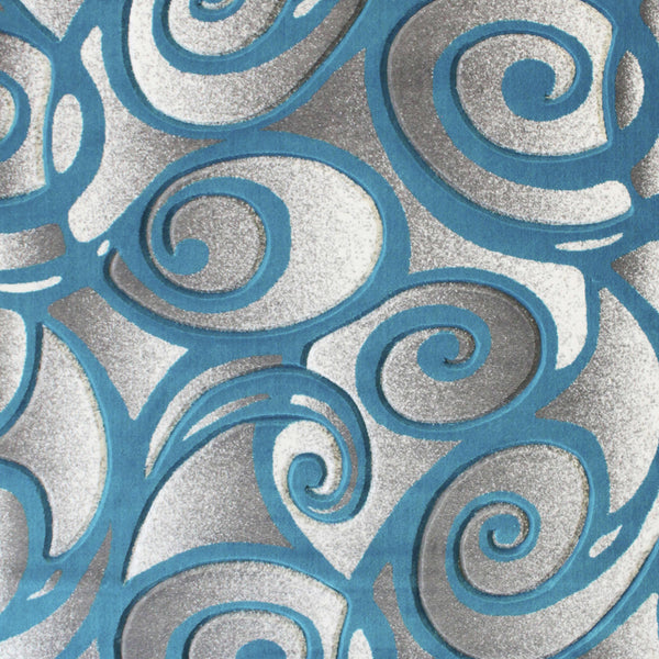 Turquoise,6' Round |#| Swirled High-Low Pile Sculpted Multipurpose Area Rug in Turquoise - 6x6 Round