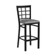 Gray Vinyl Seat/Black Metal Frame |#| Black Window Back Metal Restaurant Barstool - Gray Vinyl Seat