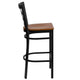 Cherry Wood Seat/Black Metal Frame |#| Black Window Back Metal Restaurant Barstool - Cherry Wood Seat