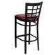 Burgundy Vinyl Seat/Black Metal Frame |#| Black Window Back Metal Restaurant Barstool - Burgundy Vinyl Seat