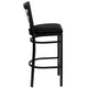Black Vinyl Seat/Black Metal Frame |#| Black Window Back Metal Restaurant Barstool - Black Vinyl Seat