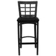 Black Vinyl Seat/Black Metal Frame |#| Black Window Back Metal Restaurant Barstool - Black Vinyl Seat