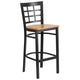 Natural Wood Seat/Black Metal Frame |#| Black Window Back Metal Restaurant Barstool - Natural Wood Seat