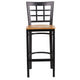 Natural Wood Seat/Black Metal Frame |#| Black Window Back Metal Restaurant Barstool - Natural Wood Seat