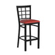Red Vinyl Seat/Black Metal Frame |#| Black Window Back Metal Restaurant Barstool - Red Vinyl Seat