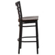 Walnut Wood Seat/Black Metal Frame |#| Black Window Back Metal Restaurant Barstool - Walnut Wood Seat