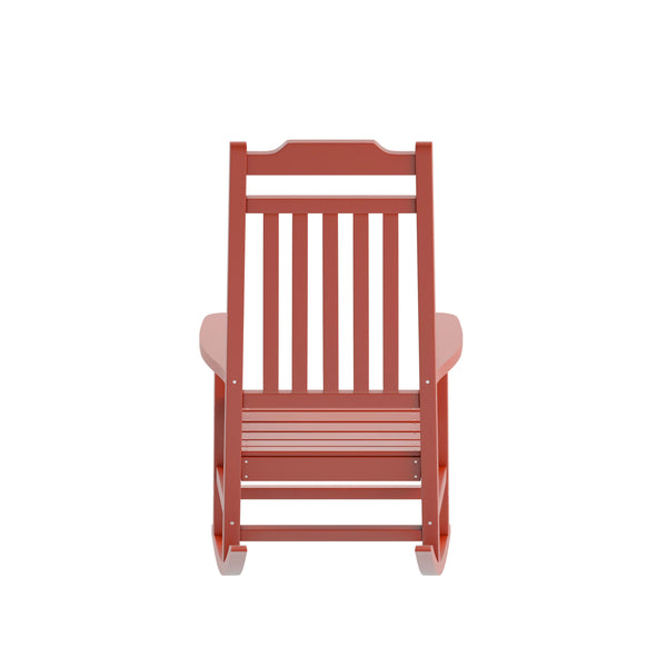 Red |#| Outdoor Patio All-Weather Poly Resin Wood Rocking Chair in Red