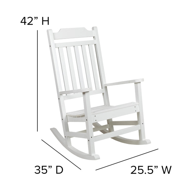 White |#| Outdoor Patio All-Weather Poly Resin Wood Rocking Chair in White
