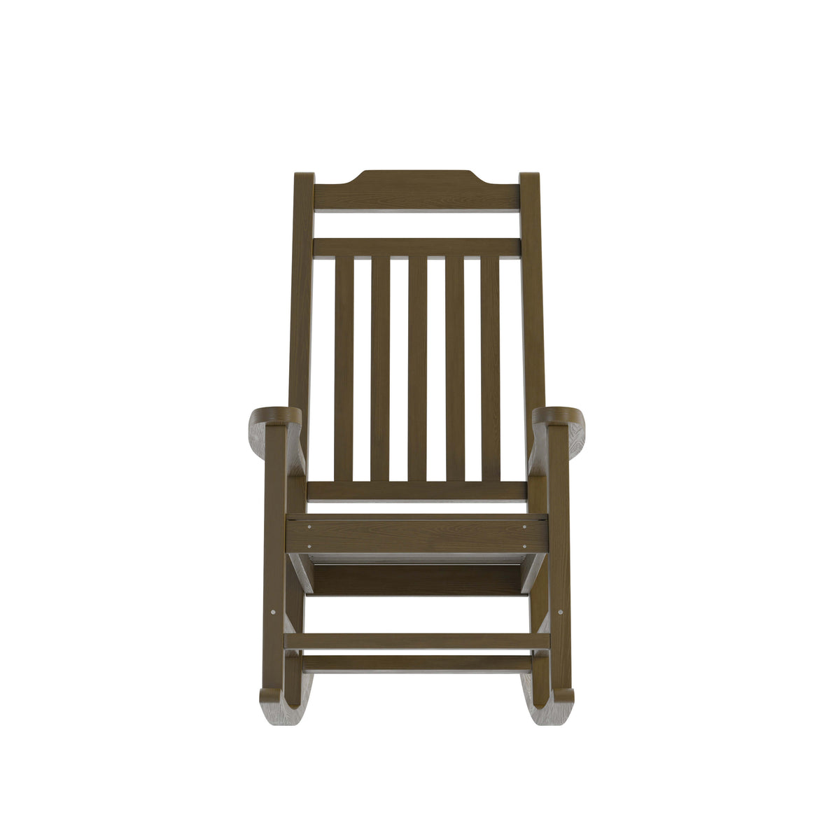 Mahogany |#| Outdoor Patio All-Weather Poly Resin Wood Rocking Chair in Mahogany