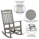 Gray |#| Outdoor Patio All-Weather Poly Resin Wood Rocking Chair in Gray