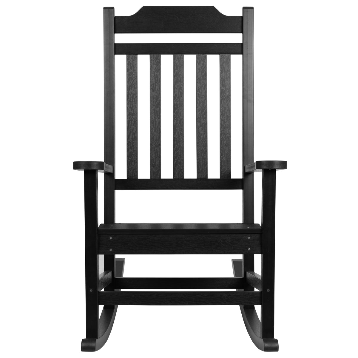 Black |#| Outdoor Patio All-Weather Poly Resin Wood Rocking Chair in Black