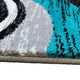 Turquoise,2' x 7' |#| Modern Ripple Abstract Area Rug - Turquoise, Black, White, & Gray - 2' x 7'