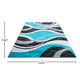 Turquoise,5' x 7' |#| Modern Ripple Abstract Area Rug - Turquoise, Black, White, & Gray - 5' x 7'