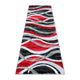 Red,2' x 7' |#| Modern Ripple Design Abstract Area Rug - Red, Black, White, & Gray - 2' x 7'