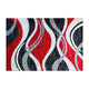 Red,5' x 7' |#| Modern Ripple Design Abstract Area Rug - Red, Black, White, & Gray - 5' x 7'