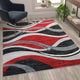 Red,5' x 7' |#| Modern Ripple Design Abstract Area Rug - Red, Black, White, & Gray - 5' x 7'