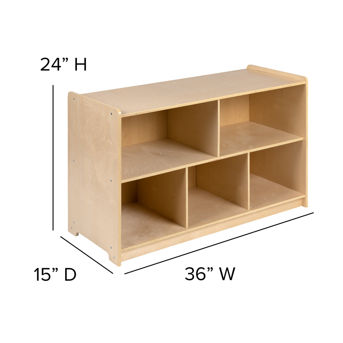 24"H x 36"L |#| Wooden 5 Section School Classroom Storage Cabinet for Commercial or Home Use