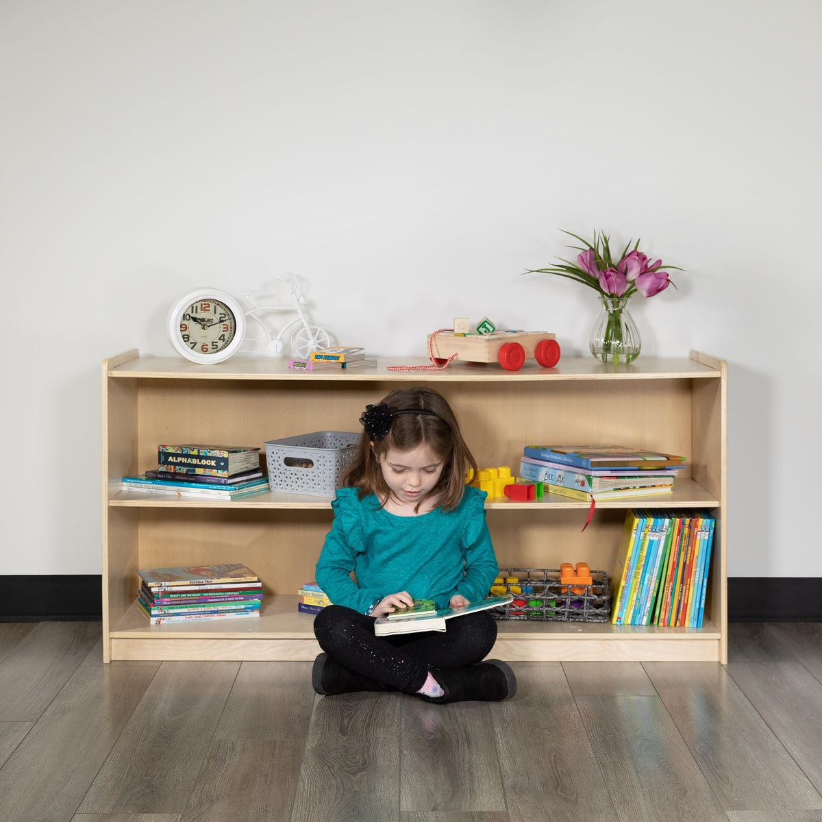24"H x 48"L |#| Wooden 2 Section School Classroom Storage Cabinet for Commercial or Home Use