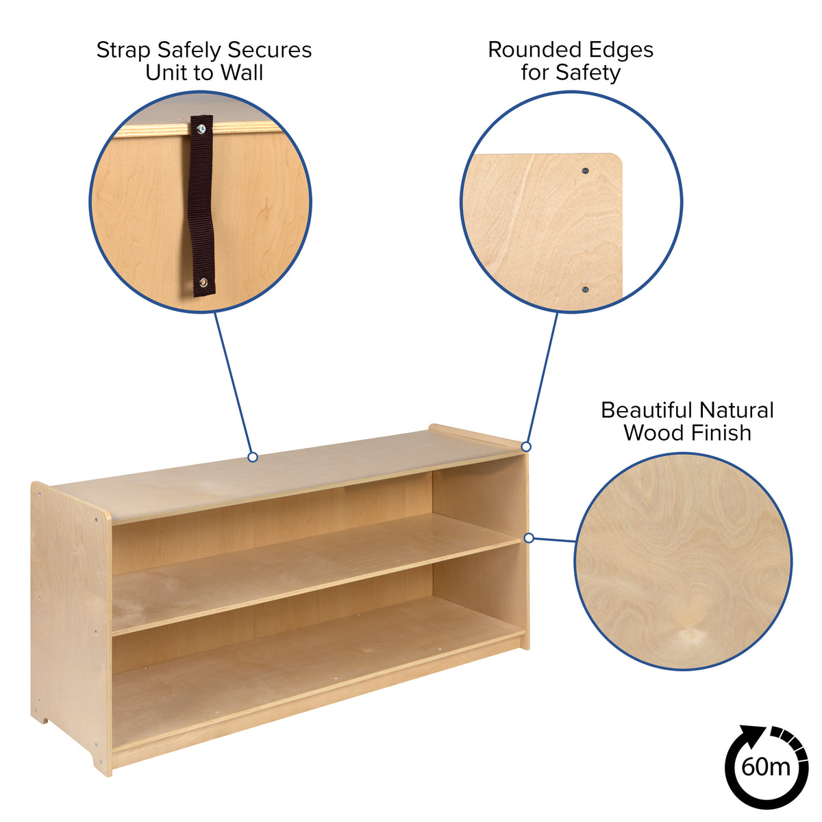 24"H x 48"L |#| Wooden 2 Section School Classroom Storage Cabinet for Commercial or Home Use
