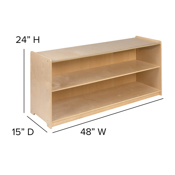 24"H x 48"L |#| Wooden 2 Section School Classroom Storage Cabinet for Commercial or Home Use
