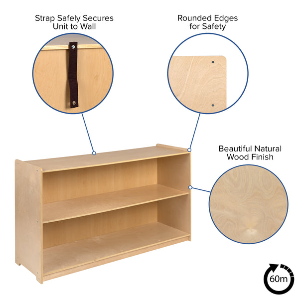 30"H x 48"L |#| Wooden 2 Section School Classroom Storage Cabinet for Commercial or Home Use