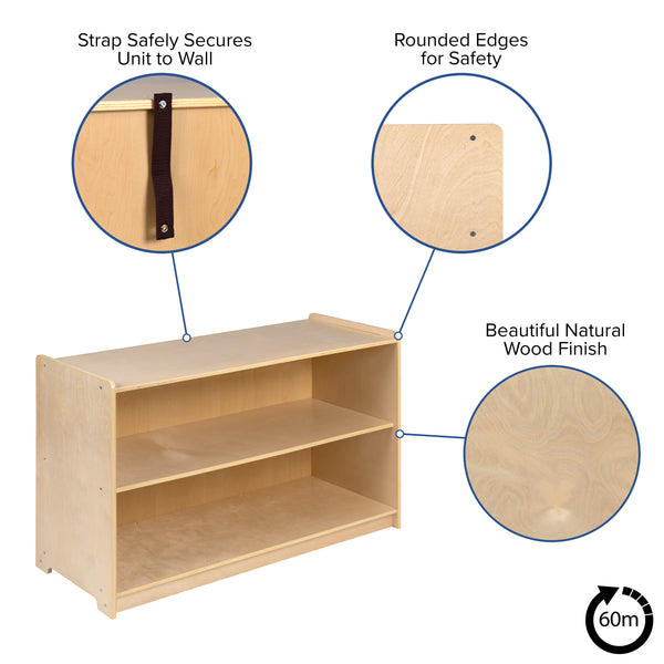 24"H x 36"L |#| Wooden 2 Section School Classroom Storage Cabinet for Commercial or Home Use