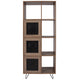 63inchH 5 Cube Rustic Storage Organizer Bookcase with Metal Cabinet Doors