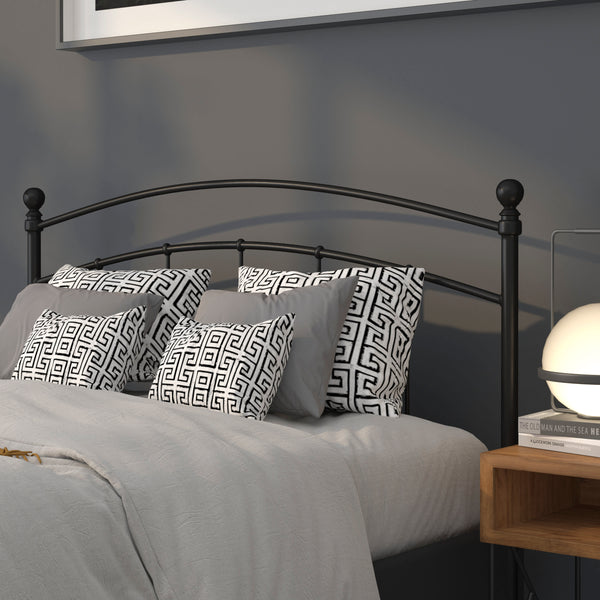 Black,Queen |#| Decorative Black Metal Queen Size Headboard - Bedroom Furniture - Modern