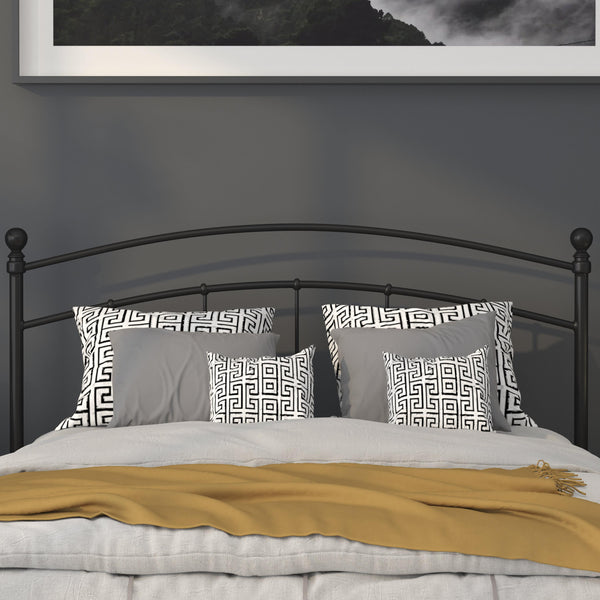 Black,Queen |#| Decorative Black Metal Queen Size Headboard - Bedroom Furniture - Modern