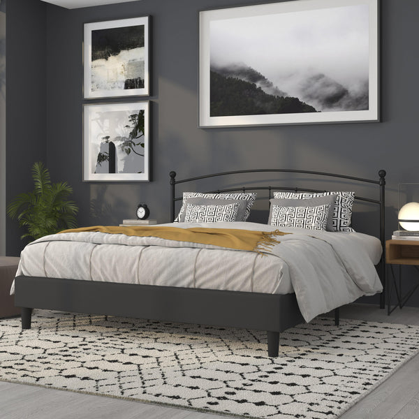 Black,King |#| Decorative Black Metal King Size Headboard - Bedroom Furniture - Modern