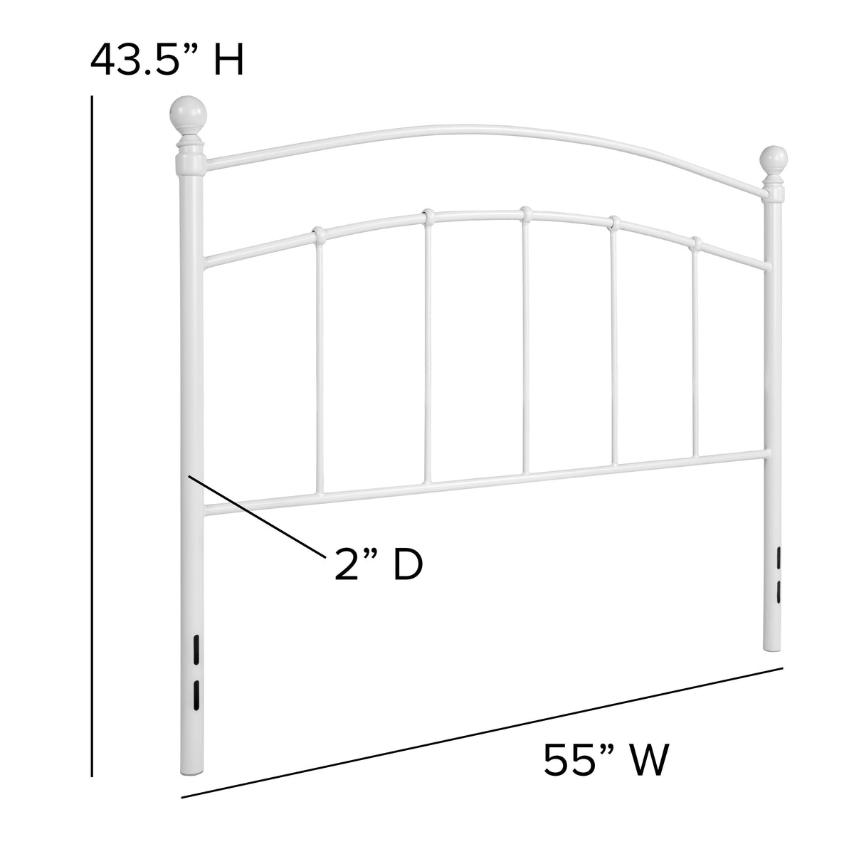 White,Full |#| Decorative White Metal Full Size Headboard - Bedroom Furniture - Modern