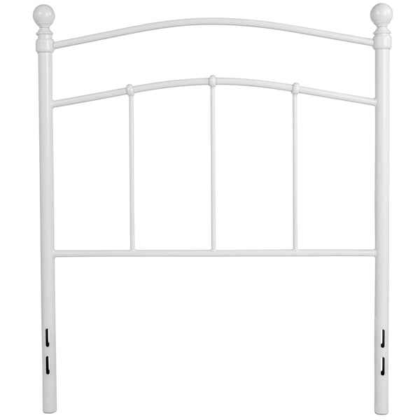 White,Twin |#| Decorative White Metal Twin Size Headboard - Bedroom Furniture - Modern