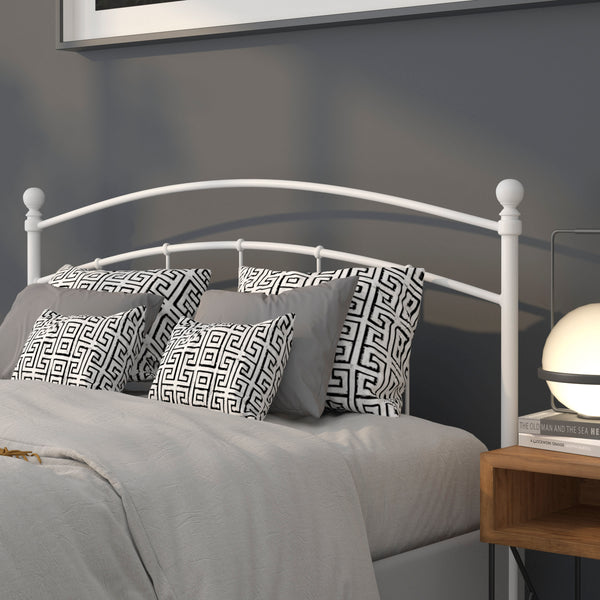 White,Queen |#| Decorative White Metal Queen Size Headboard - Bedroom Furniture - Modern