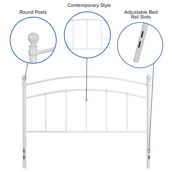 White,Queen |#| Decorative White Metal Queen Size Headboard - Bedroom Furniture - Modern