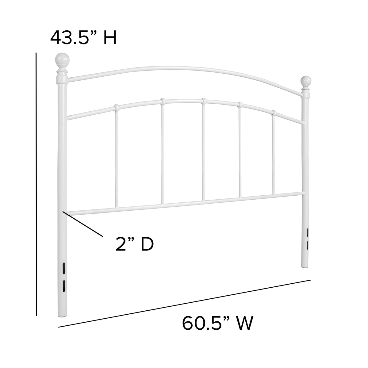 White,Queen |#| Decorative White Metal Queen Size Headboard - Bedroom Furniture - Modern