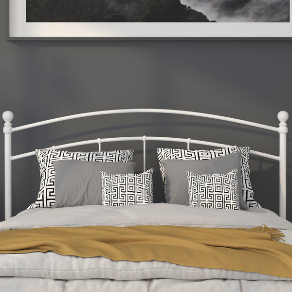 White,Queen |#| Decorative White Metal Queen Size Headboard - Bedroom Furniture - Modern