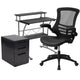 Office Set-Computer Desk, Ergonomic Mesh/LeatherSoft Office Chair, File Cabinet