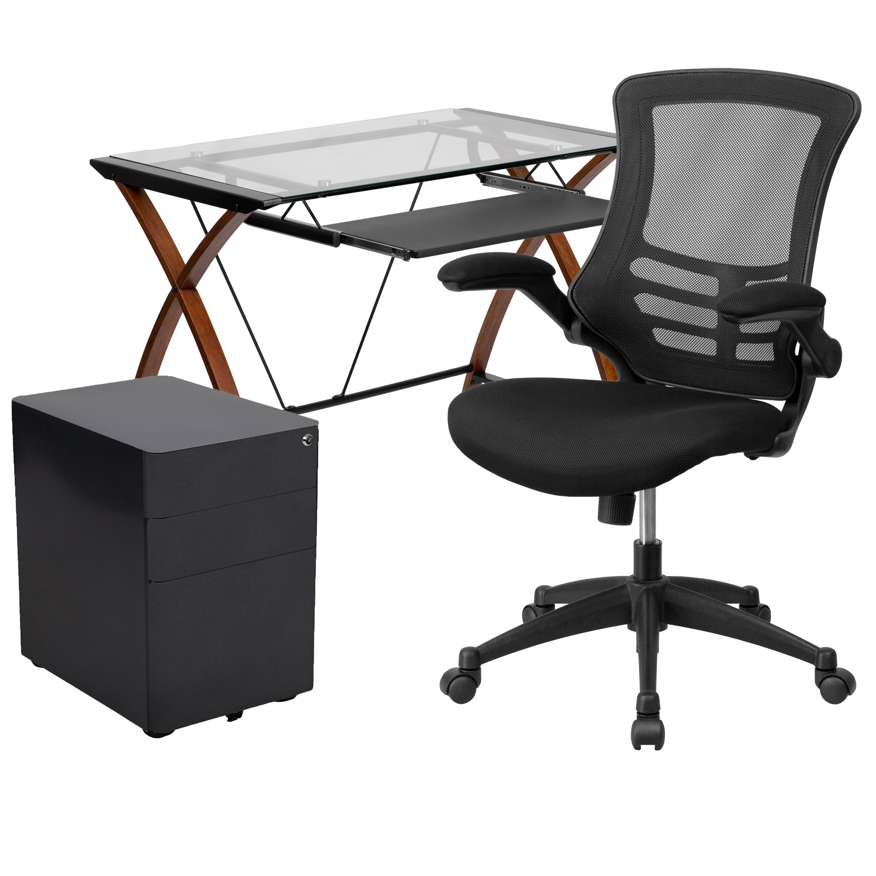 Desk Chair Cabinet Set BLNNAN28CHPX5BK BizChair