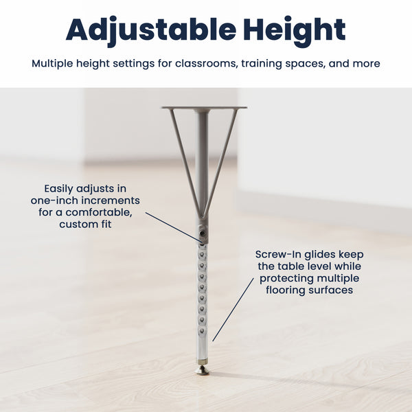 Light Natural Top/Silver Frame |#| Commercial Adjustable Height Rectangular Activity Table with Short Legs-LT NAT