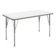 White Top/Silver Frame |#| Commercial Adjustable Height Rectangular Activity Table with Short Legs in White