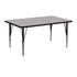 Gray Top/Black Frame |#| 24"W x 48"L Rectangular Grey Thermal Laminate Activity Table w/Adjustable Legs