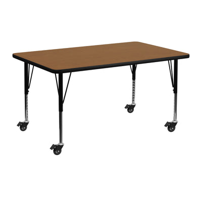 Commercial Adjustable Height Rectangular Activity Table with Locking Casters - View 1