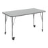 Gray Top/Silver Frame |#| Commercial Adjustable Height Rectangular Activity Table - Locking Casters-Gray