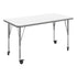 White Top/Silver Frame |#| Commercial Adjustable Height Rectangular Activity Table - Locking Casters-White