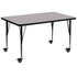 Gray Top/Black Frame |#| Mobile 24"W x 48"L Grey Thermal Laminate Activity Table with Adjustable Legs