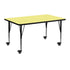 Yellow Top/Black Frame |#| Mobile 24"W x 48"L Rectangular Yellow Thermal Laminate Adjustable Activity Table