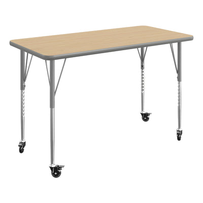 Commercial Adjustable Height Rectangular Activity Table with Locking Casters - View 1