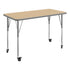 Light Natural Top/Silver Frame |#| Commercial Adjustable Height Rectangular Activity Table - Locking Casters-LT NAT