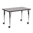 Gray Top/Black Frame |#| Mobile 24"W x 48"L Rectangular Grey Thermal Laminate Activity Table